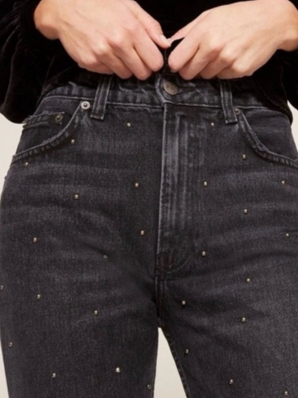 Reformation High-Rise Black Studded Jeans